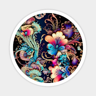 Vibrant elegant colorful floral pattern Magnet